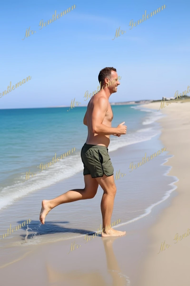 Male companion beach lifestyle Santorini